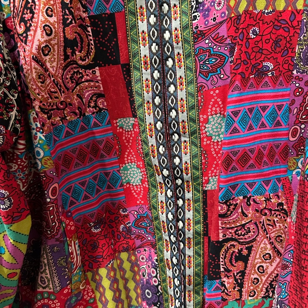 Multicolor Patchwork Open-Front Women's Jacket - Picture 8 of 10